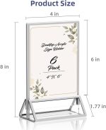 Clear Acrylic Sign Holder 4X6 with Silver Borders Display Stand, Double Sided Acrylic Picture Frames Plastic Sign Holder for Wedding Table Numbers Menu Holder (6 Pack) - Image 2