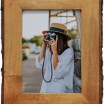 5x7 Live Edge Picture Frame, Rustic Wood Photo Frames Farmhouse Decor for Tabletop or Wall Display, Natural Brown