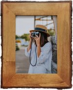 5x7 Live Edge Picture Frame, Rustic Wood Photo Frames Farmhouse Decor for Tabletop or Wall Display, Natural Brown