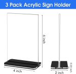 Acrylic Sign Holder，4x6 Inch Clear Display Stand，Double-sided Table Top Sign Holder， Acrylic Vertical paper Display Stand Suitable For Office, Home, Show Fair, Restaurants, Stores, Hotels (3 Pack) - Image 2