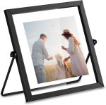 4x4 Floating Picture Frame, Black old Small Photo Frame, Metal Pressed Flowers Desk Picture Frame with Glass, Great for Photos, Gift, Pictures, Wedding, Portraits