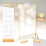 Acrylic Sign Holder 8.5X11 Gold Frames Double-Sided Gold Picture Frames for Flyer Holder Menu Holder Wedding Table Number Holder Christmas Photo Frame with Removable Sticky Dots -6 Pack - Image 2