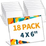 18 Pieces Acrylic Sign Holder 4 x 6 Inch Plastic Picture Frame Clear Photo Sign Back Brochure Display Standing Frame for Wedding Office Desktop Restaurant