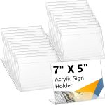 24 Pcs 7x5 Inch Clear Acrylic Sign Holder Plastic L-shape Vertical Menu Stand, Picture Photo Frames, Table Paper Holder, Flyer Sign Display Stand for Restaurants, Store, Office, Wedding