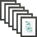 8x10 Picture Frame Dark Gray Set of 6, Display Pictures 5x7 With mat or 8x10 Without Mat
