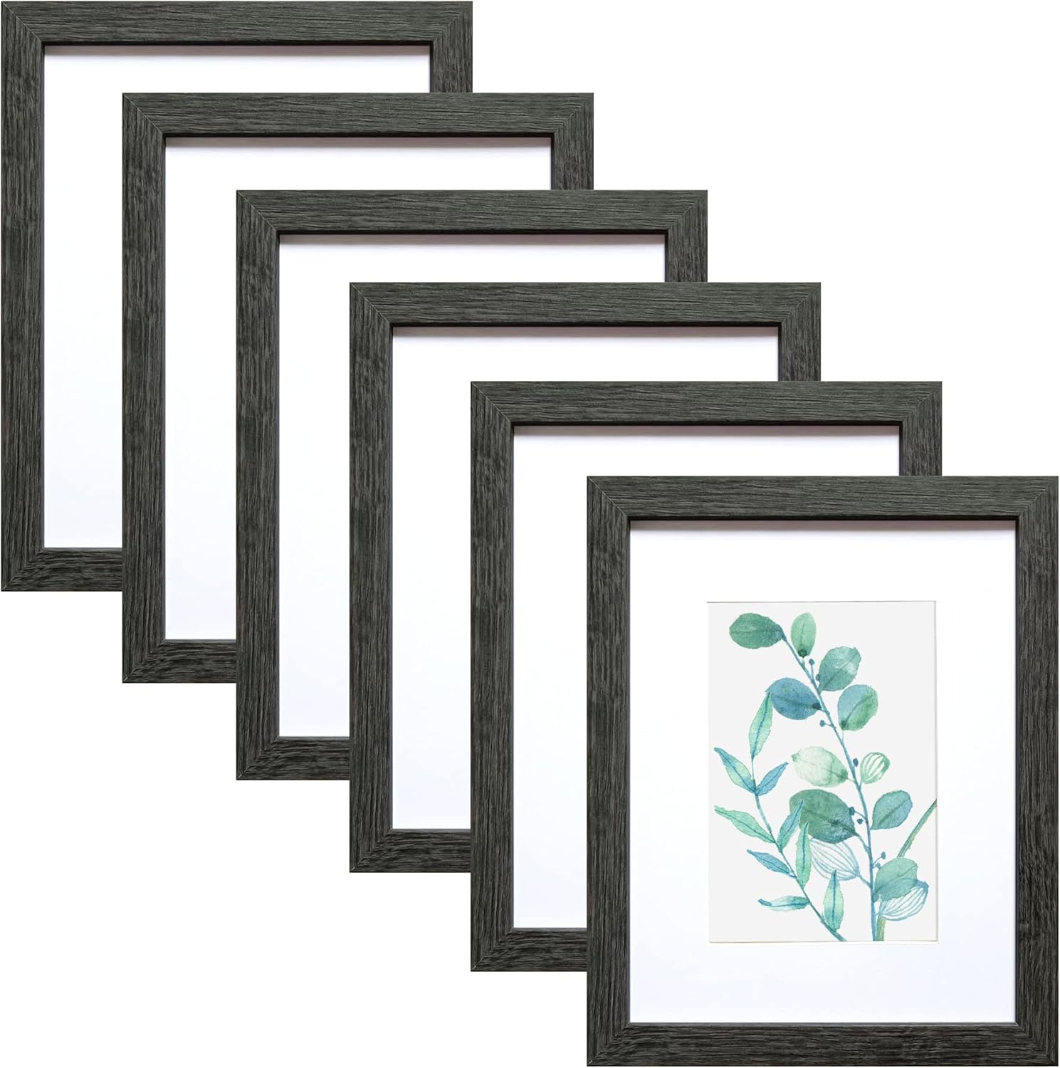 71aAsQi2zEL._AC_SL1500_.jpg 8x10 Picture Frame Dark Gray Set of 6, Display Pictures 5x7 With mat or 8x10 Without Mat - Image 1