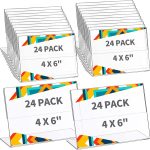 24 Pieces Acrylic Sign Holder 4 x 6 Inch Plastic Picture Frame Clear Photo Sign Back Brochure Display Standing Frame for Wedding Office Desktop Restaurant