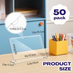 50 Pack Acrylic Sign Holder 4x6 Bulk Slanted Back Acrylic Holder Clear Plastic Picture Frames 4x6 Plastic Paper Sign Holders Clear Tabletop Stands for Display for Office, Home, Restaurant - Image 2