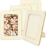 4 Pack Wooden Picture Frames for Crafts, 4x6 Inch Wood DIY Picture Frame for Crafting & Painting, Unfinished Standing Photo Frame as Decorations, School Art Projects, Birthday Gifts