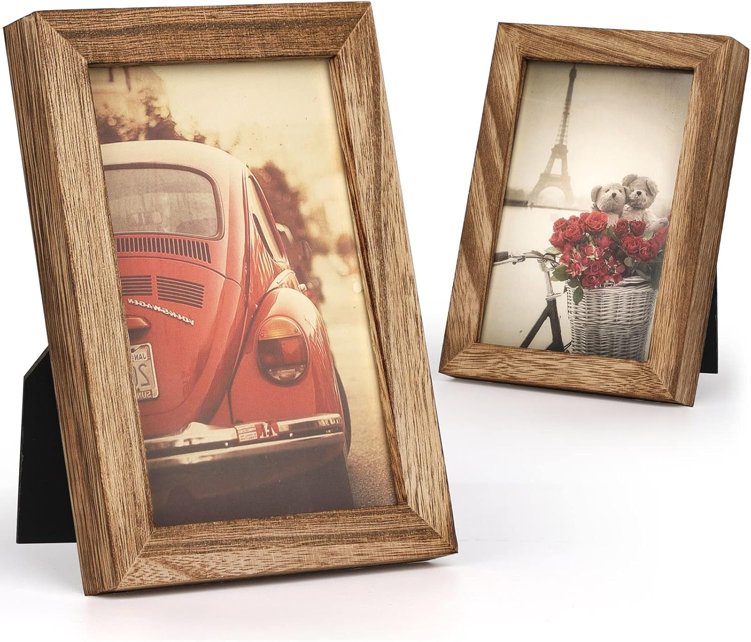 81IkBkF4NkL._AC_SL1500_.jpg 4x6 Picture Frames Photo Display for Tabletop Display Wall Mount Solid Wood High Definition Glass Photo Frame Pack of 2 - Image 1