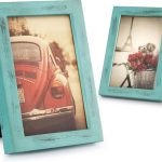 4x6 Picture Frame, Pack of 2 Photo Frame with Real Glass, Solid Wood Rustic Picture Frames 4x6 Display for Wall Decor (Vintage Teal)