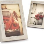 4x6 Picture Frame, Pack of 2 Photo Frame with Real Glass, Solid Wood Rustic Picture Frames 4x6 Display for Wall Decor (Vintage White)