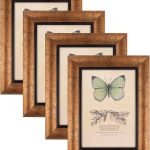 5x7 Picture Frames Set of 4 Rustic Retro Photo Frame with HD Plastic Cover for Wall Mount and Tabletop Display Family Friends Wedding Gift