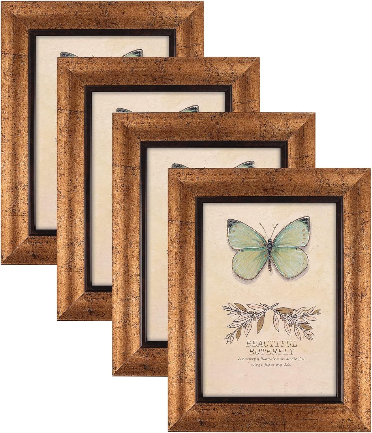 81r4-BrzwRL._AC_SL1500_.jpg 5x7 Picture Frames Set of 4 Rustic Retro Photo Frame with HD Plastic Cover for Wall Mount and Tabletop Display Family Friends Wedding Gift - Image 1